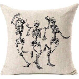Halloween Skull Pillow Covers, Home Decor Cotton Linen Sofa Throw Pillow Case
